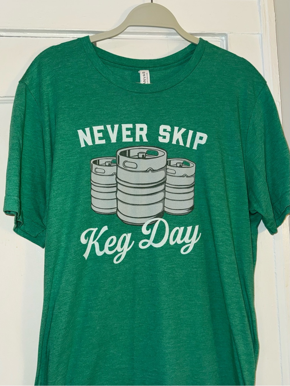 'Never Skip Keg Day' Green Graphic Tee